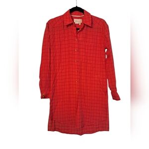 NWT Anthropologie Long-Sleeve Cotton Pink Shirt Dress XXS